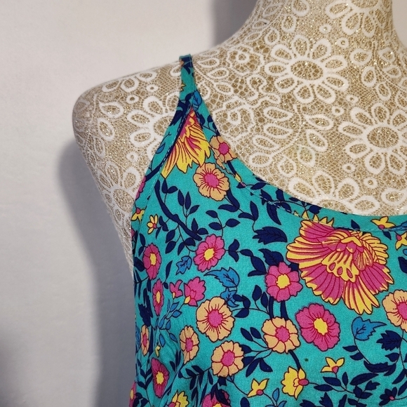 Qearal Women SZ S Floral Print Sleeveless Adjustable Strap Pockets Dress Beach - Picture 5 of 16